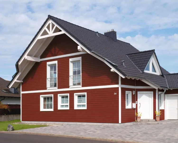 Taupe + Black + Cherry Red Exterior painting