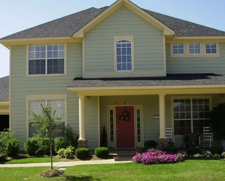 Olive Green + Cream + Gold Exterior painting