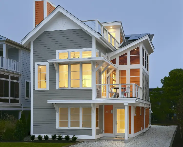 Warm Gray + Orange + White Exterior painting