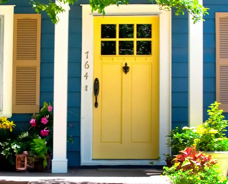 White + Navy + Yellow Exterior painting