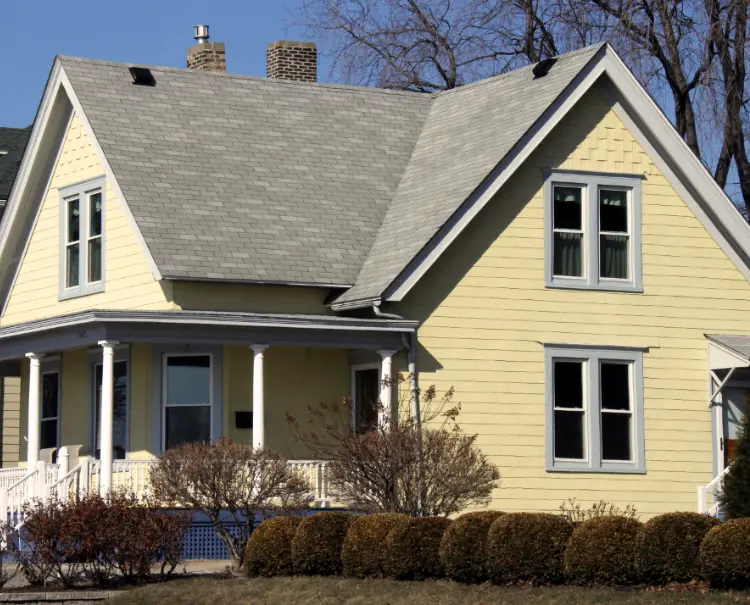 Warm Gray + Pale Yellow + White Accents Exterior painting