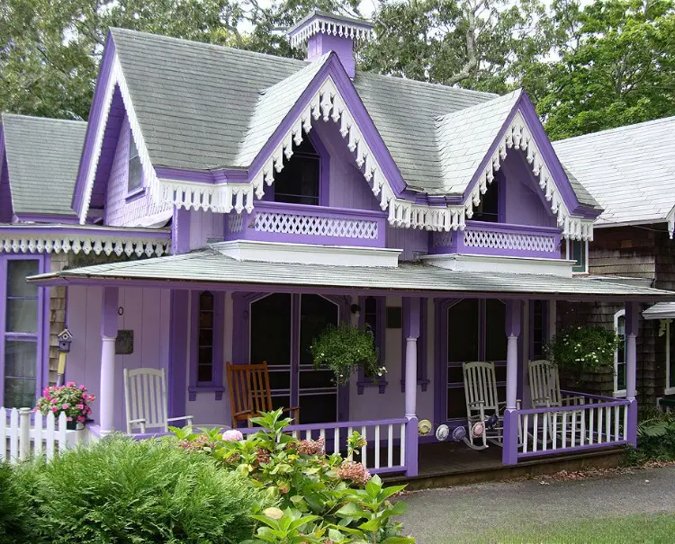 Soft White + Lavender + Deep Plum Exterior painting