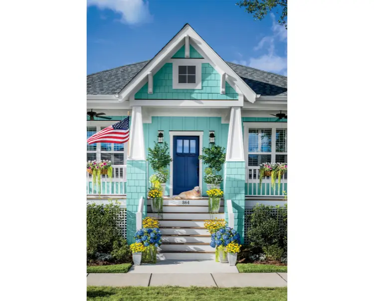 Navy + White + Turquoise Exterior painting