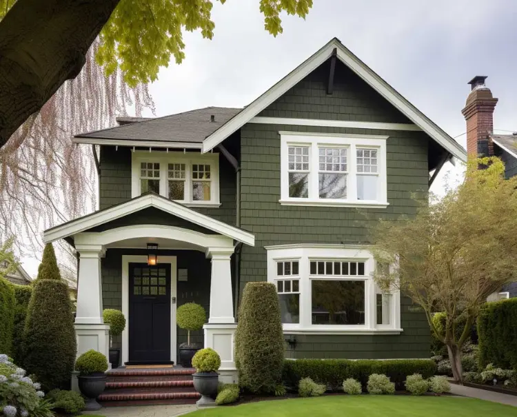 White + Black + Olive Green Exterior painting
